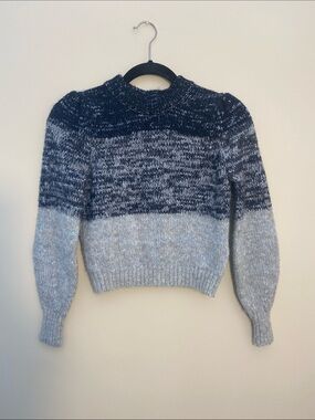 Women’s Two-Tone Marled Wool Blend Knit Sweater Blue/Navy Banana Republic